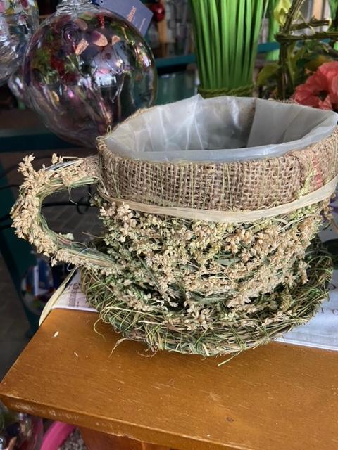wicker tea cup and saucer planter Tea Cup & Saucer Planter – Green Things Garden, Gift & Maintenance Services